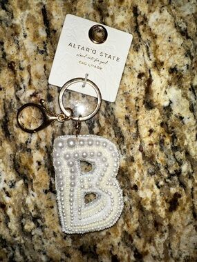 Pearl Beaded Bag Charm Letter “B”